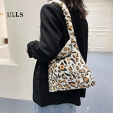 Flower Animal Pattern Shoulder Bags Plush Winter Handbags