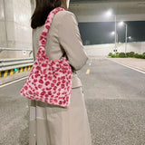Flower Animal Pattern Shoulder Bags Plush Winter Handbags