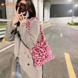 Flower Animal Pattern Shoulder Bags Plush Winter Handbags
