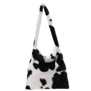 Flower Animal Pattern Shoulder Bags Plush Winter Handbags