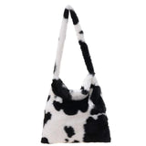 Flower Animal Pattern Shoulder Bags Plush Winter Handbags