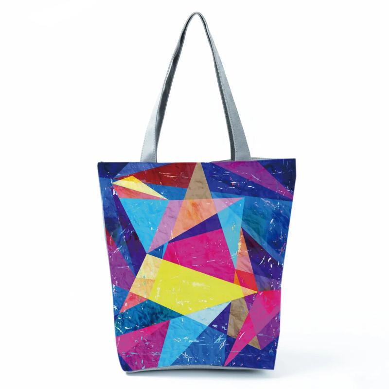 Geometry Women Foldable Tote Bag Large Capacity Shoulder Bags