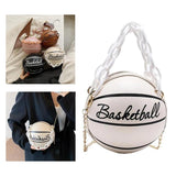 Basketball Shaped Handbag Leather Chain Round Tote Graphic