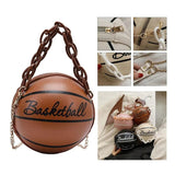 Basketball Shaped Handbag Leather Chain Round Tote Graphic
