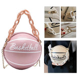 Basketball Shaped Handbag Leather Chain Round Tote Graphic