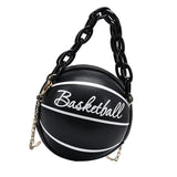 Basketball Shaped Handbag Leather Chain Round Tote Graphic
