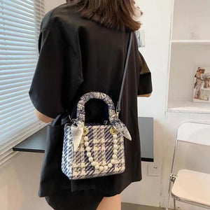 Small Square Handbags Pearl Chain Shoulder Bag