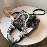 Small Square Handbags Pearl Chain Shoulder Bag
