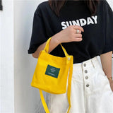 Canvas Handbags Mini Vintage Women's Shoulder Bag Solid Handbag