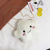 Cartoon Cloud Plush Shoulder Bag with Chain, Mobile Phone Pouch