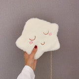 Cartoon Cloud Plush Shoulder Bag with Chain, Mobile Phone Pouch