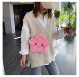 Cartoon Cloud Plush Shoulder Bag with Chain, Mobile Phone Pouch