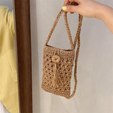 Straw Tassel Crossbody Bag Summer Mini Shoulder Bag