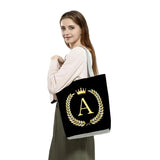 Crown 26 Letter Series Handbag Foldable Reusable Shopper Harajuku Style Bag