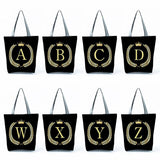 Crown 26 Letter Series Handbag Foldable Reusable Shopper Harajuku Style Bag