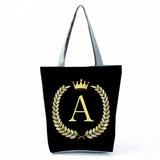 Crown 26 Letter Series Handbag Foldable Reusable Shopper Harajuku Style Bag