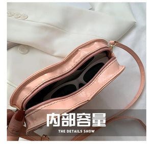 Solid Heart-shaped Crossbody Bag Bright Patent Leather Handbag