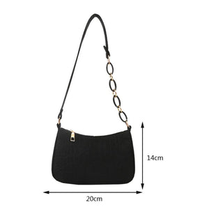 Retro Felt Shoulder Bags for Women Chain Armpit Bag Female Crescent