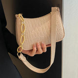 Retro Felt Shoulder Bags for Women Chain Armpit Bag Female Crescent