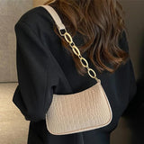 Retro Felt Shoulder Bags for Women Chain Armpit Bag Female Crescent