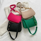 Retro Felt Shoulder Bags for Women Chain Armpit Bag Female Crescent