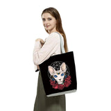Love Cats Print Tote Bag High Capacity Shoulder Bag