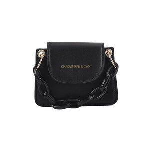 PU Leather Mini Crossbody Bag Acrylic Chain Shoulder Bag