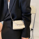 PU Leather Mini Crossbody Bag Acrylic Chain Shoulder Bag