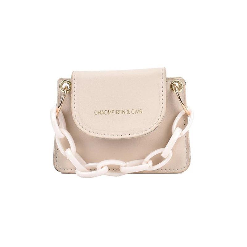 PU Leather Mini Crossbody Bag Acrylic Chain Shoulder Bag