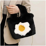 Fluffy Tote Bag with Sling Chains Shoulder Strap Crossbody Shopping Bags