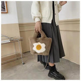 Fluffy Tote Bag with Sling Chains Shoulder Strap Crossbody Shopping Bags