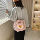 Fluffy Tote Bag with Sling Chains Shoulder Strap Crossbody Shopping Bags