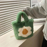 Fluffy Tote Bag with Sling Chains Shoulder Strap Crossbody Shopping Bags