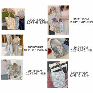 D0LF Vintage Flower Ladies Tote Female Handbags Underarm Bag