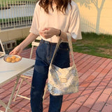 D0LF Vintage Flower Ladies Tote Female Handbags Underarm Bag