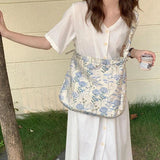 D0LF Vintage Flower Ladies Tote Female Handbags Underarm Bag