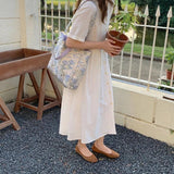 D0LF Vintage Flower Ladies Tote Female Handbags Underarm Bag