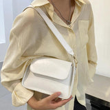 Small Flap Shoulder Bag Solid PU Leather Clutch Lady Crossbody Purse Messenger