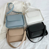 Small Flap Shoulder Bag Solid PU Leather Clutch Lady Crossbody Purse Messenger