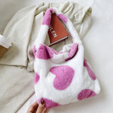 Leopard Love Heart Plush Shoulder Bag