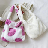 Leopard Love Heart Plush Shoulder Bag