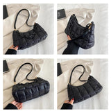 Women Armpit Shoulder Bags High Crossbody Down Bags Chain Plaid Casual Bag