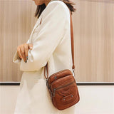 Women Casual Vintage Crossbody Bag Multi-layer Shoulder Bag