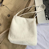 Winter Plush Shoulder Bags Large Capacity Shopping Tote