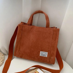 Corduroy Ladies Shoulder Bag Solid Buckle Messenger Bag Retro Women Handbags