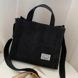 Corduroy Ladies Shoulder Bag Solid Buckle Messenger Bag Retro Women Handbags