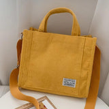 Corduroy Ladies Shoulder Bag Solid Buckle Messenger Bag Retro Women Handbags