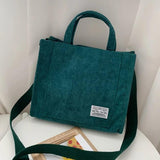 Corduroy Ladies Shoulder Bag Solid Buckle Messenger Bag Retro Women Handbags
