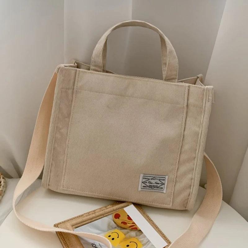 Corduroy Ladies Shoulder Bag Solid Buckle Messenger Bag Retro Women Handbags