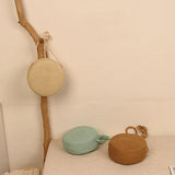 Summer Round Straw Shoulder Bag Woven Crossbody Beach Purse Handbag